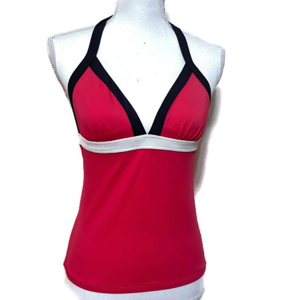 Boden Red and White Tankini Halter Swim Top Sz 6